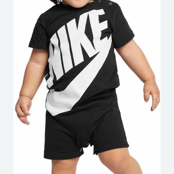 Nike Other - Nike Baby Infant Nike Logo Coverall Futura Romper Bodysuit Black White 6 Months